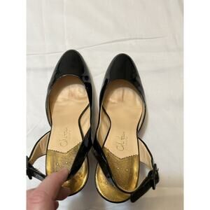 COLE HAAN NIKEAIR - Black Patent Leather Heel Pumps Slingback - Sz 9.5
